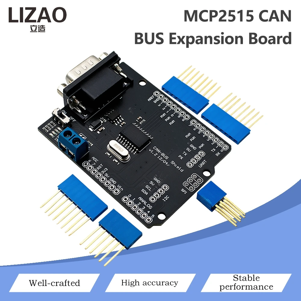 MCP2515 CAN BUS Expansion Board TJA1050 CAN Transceiver SPI Interface CAN2.0A CAN2.0B DB9 Connector CAN Bus Shield