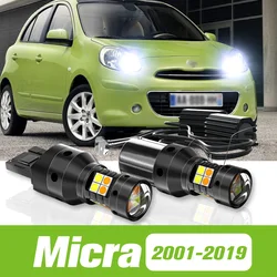 2pcs For Nissan Micra 2001-2019 Dual Mode LED Turn Signal+Daytime Running Light DRL 2009 2010 2011 2012 2013 2014 Accessories