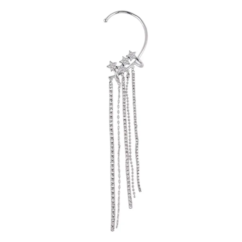 

Ear clip female high-end sense niche super fairy fringed ear bone clip pentagram ear hanging
