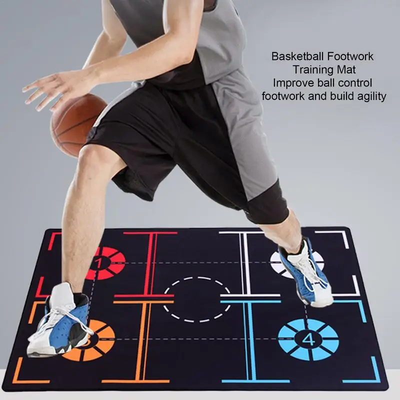 

Basketball Footstep Training Mat Anti-Slip Basketball Footstep Mat in Rubber Silent Training Pace Ball Control Basketball Mat