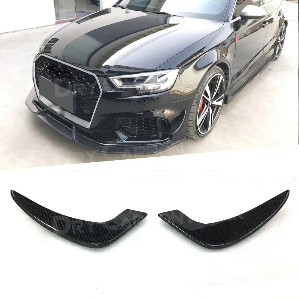 

2Pcs Carbon Fiber Front Bumper Side Fins For Audi A3 RS3 Sedan Fins Shark Style Molding Garnish Bumper Decoration FRP