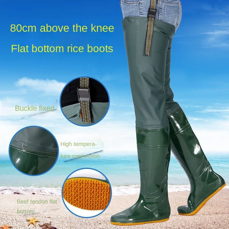 

Wear-resistant Soft-soled Agricultural Water Shoes with High Above Knee Buckle Farmland Shoes Rain Boots Waterproof Shoes