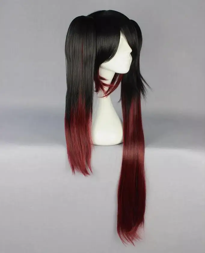 Wig Cosplay panjang untuk pesta, Wig rambut sintetis penuh 80cm/31.5 "tahan hitam