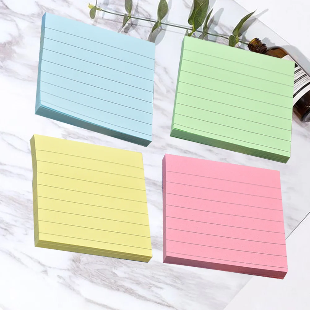 

4 Pcs Paper Notes Stickers Pads Notebook Memo Self-stick Notepad Striped Sticky Notepads