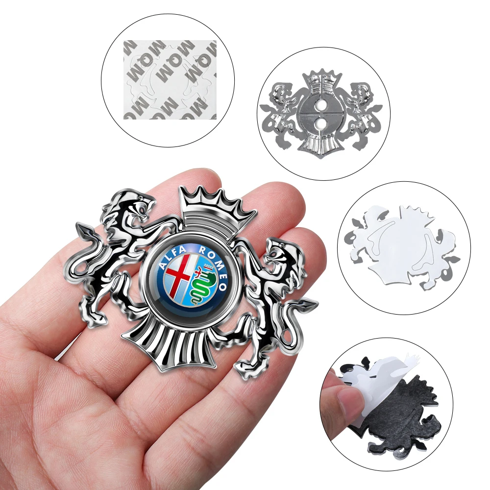 3D Car Fender Metal Crown Lion Emblem Badge decoration Stickers For Alfa Romeo Giulietta GT 159 147 Mito Volante Auto Styling