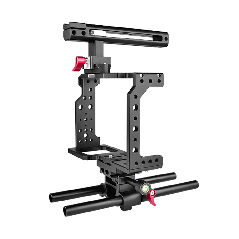 Yelangu Universal C8 Camera Cage Rig Kit with Handle for Sony Canon Panasonic DSLR with Cold Shoe Mount Quick Release Plate