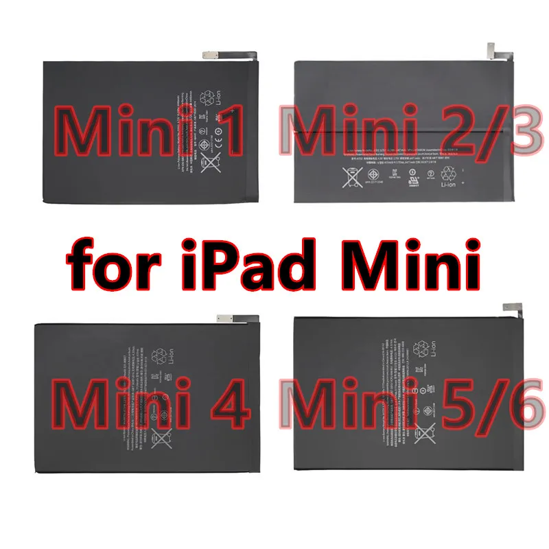 Replacement Battery For IPad Mini 1 2 3 4 5 6 7 A1432 A1445 A1454 A1455 A1489 A1490 A1538 A1546 A2133 A2124 A2567 A2568 A2569