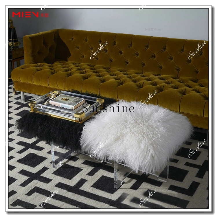 Tan sheep wool dressing stool exquisite personality transparent acrylic makeup stool