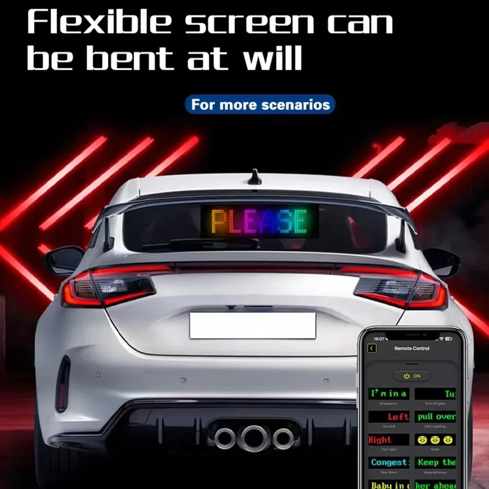 CarScrolling Advertising LED Sign USB 5V Bluetooth App Control Logo Light Custom Text Pattern Animation Programmable Display Car