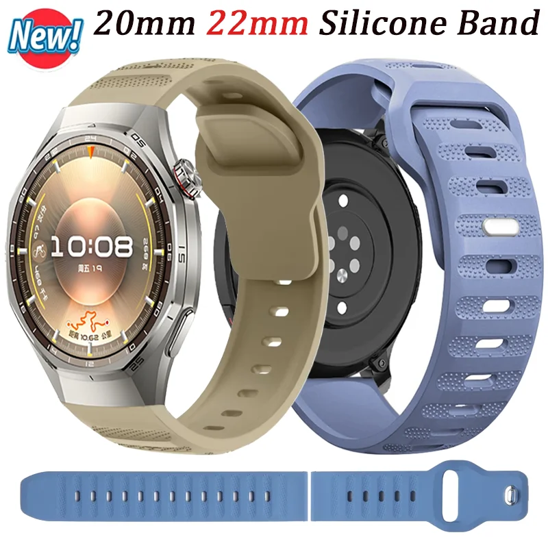 For Huawei Watch 5/GT7-6-5-4-3 46mm GT Runner 2 Ultimate 2 Sport 22/20mm Silicone Strap Bracelet Redmi Watch 5 Active/Lite Band