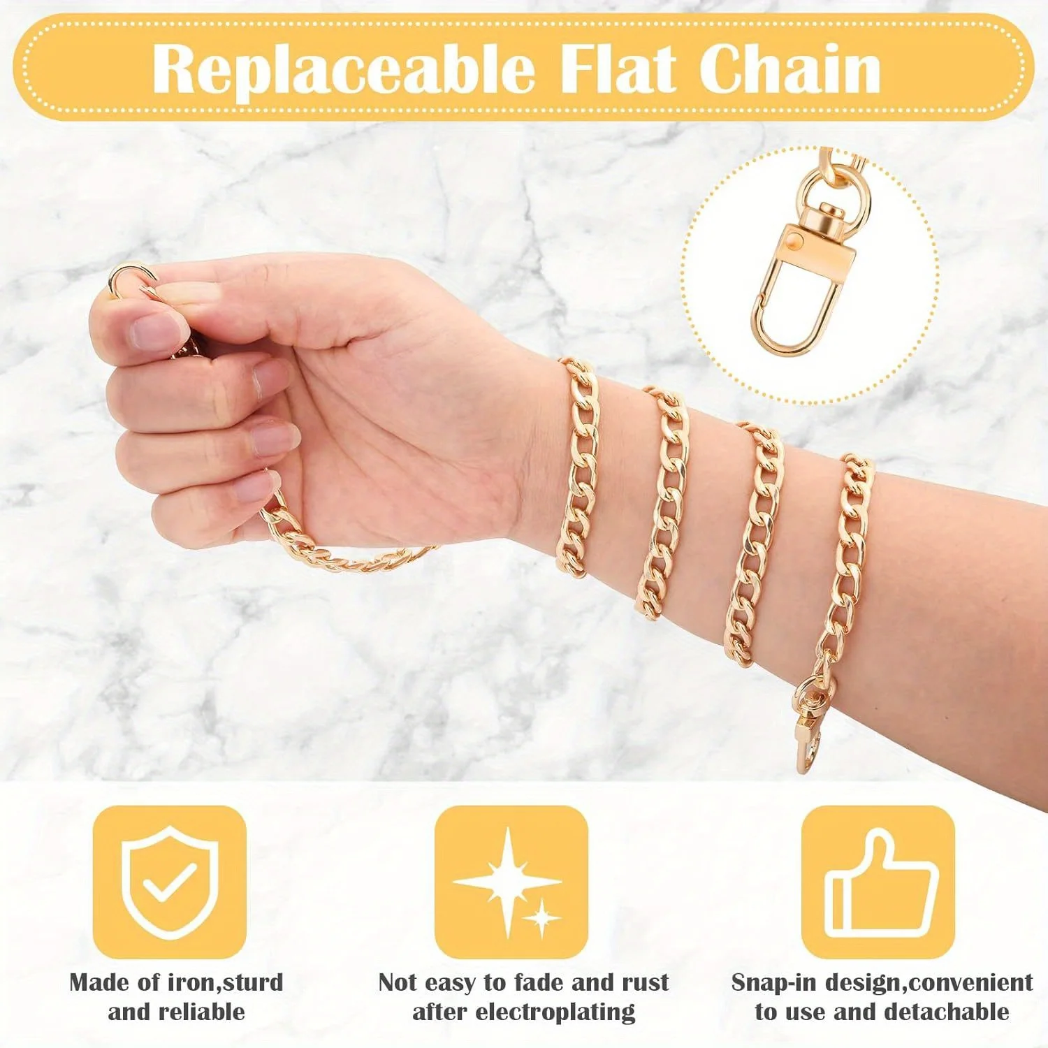 Metal Chain Strap for Bags Handles Crossbody Handbag Shoulder Purse Bag Chain Decorative Accessories