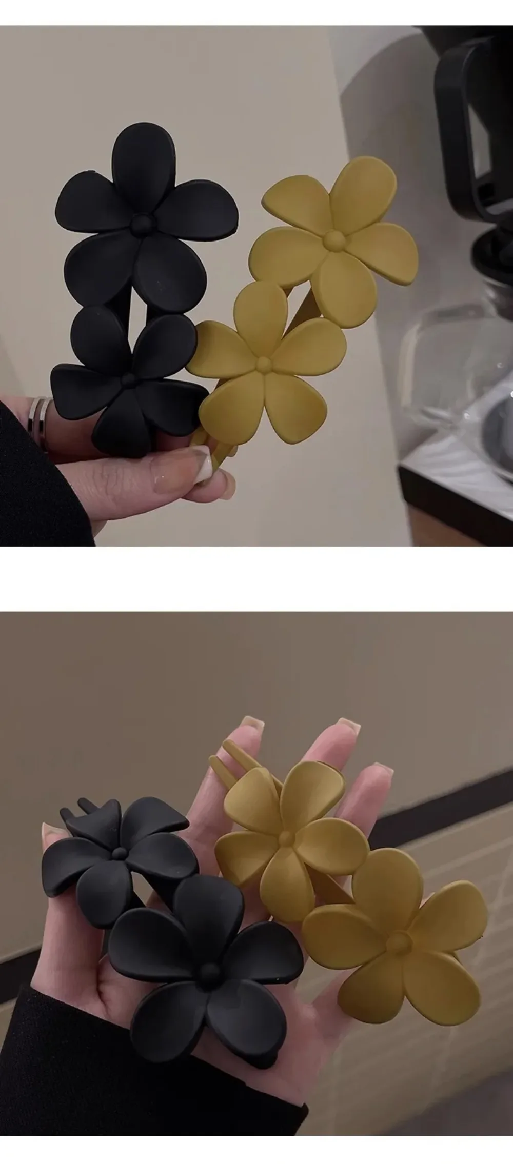 Neue Französische Matte Blumen-Haarspange Schwarze Florale Haarklammer Rutschfeste Haarklammer Elegantes Haar-Accessoire – Detail 8