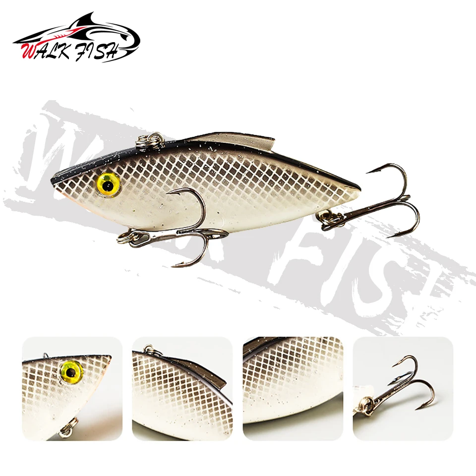 WALK FISH 1PCS VIB Fishing Lure Bionic Hard Bait Artificial Sinking Treble Hook Lifelike Crankbait Bass Pike Saltwater Freshwate