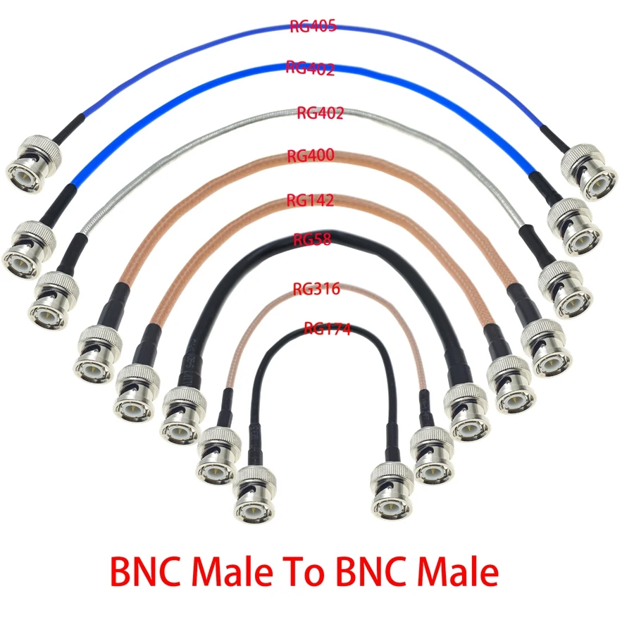 BNC штекер к BNC штекер Разъем RF коннектор Pigtail Удлинительный кабель RG174 RG58 RG316 RG400 RG142 RG405 RG402