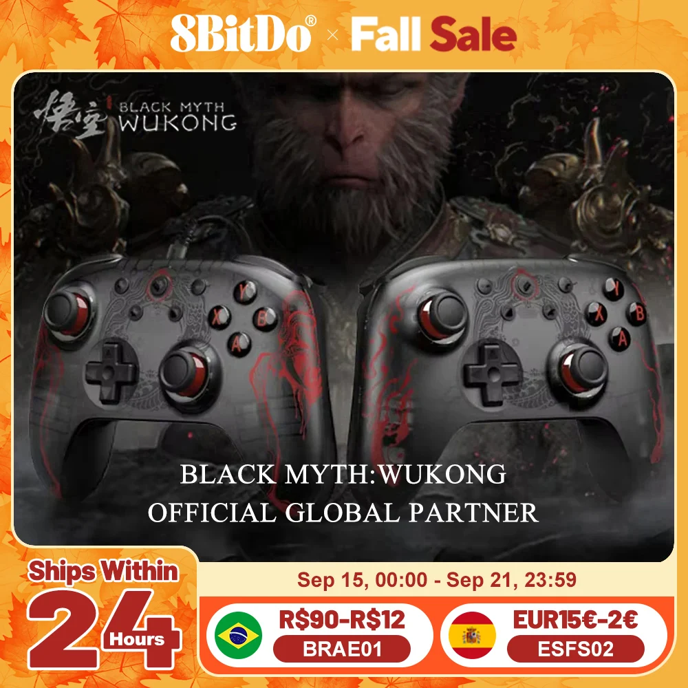 8bitdo gamepads pc mito preto wukong final 2c controlador de jogos sem fio ou com fio windows 10 11 steam raspberry pi android