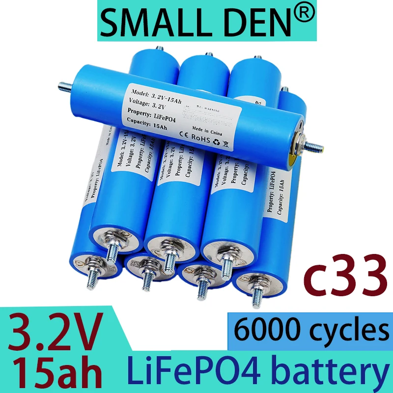 

8pcs 3.2V 15ah c33 lithium iron phosphate battery pack solar outdoor electric vehicle tricycle motorcycle swimming boat