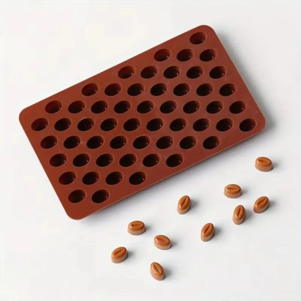55 Cavity Coffee Bean Mold Realistic Texture Multi-Cavity Structure Chocolate Mold DIY Coffee Bean Shape Soap Making Mold