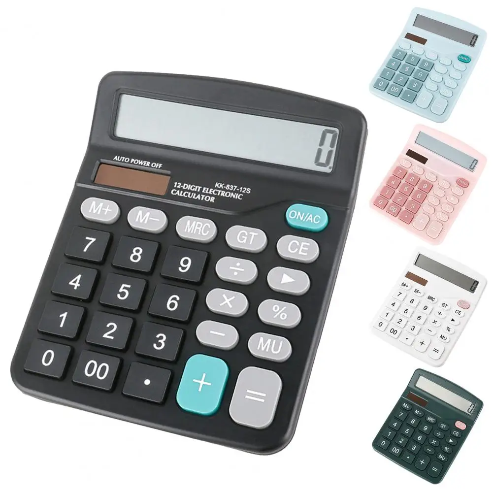 Office Calculator Accurate Battery Powered Bright Color 12-Digit Solar Calculator Calculator Standard Function Home Supplies