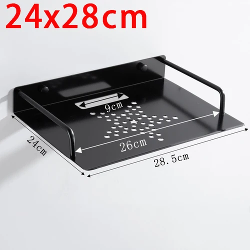 Imagen 1 del producto Estante de enrutador Wifi inalámbrico, cajas de almacenamiento, soporte de Cable Plus, tablero de enchufe colgante de pared de aluminio, decoración del hogar DIY, color negro