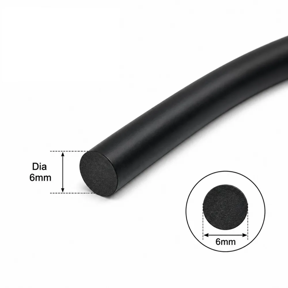 1Metre Black Natural Latex Rubber Solid Elastic Rope Dia 6mm for Slingshots Hunting DIY Shooting Round High Elastic Latex Strip