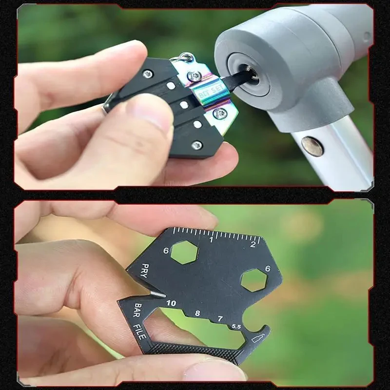 Multifunktionales Sechseck-Münzwerkzeug für den Außenbereich, EDC-Werkzeug, klappbares Münzmesser, Schlüsselanhänger, Schraubendreher, Taschenwerkzeug, Mini-Klappwerkzeug – Detail 5