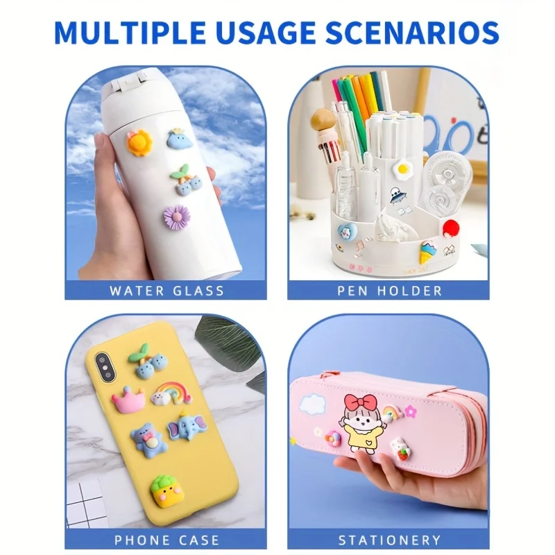 20/50pcs 3D soft adhesive sticker with plastic box packaging  Cup Cooling 3D Stereo Cute Cartoon DIY Fridge Sticker Phone