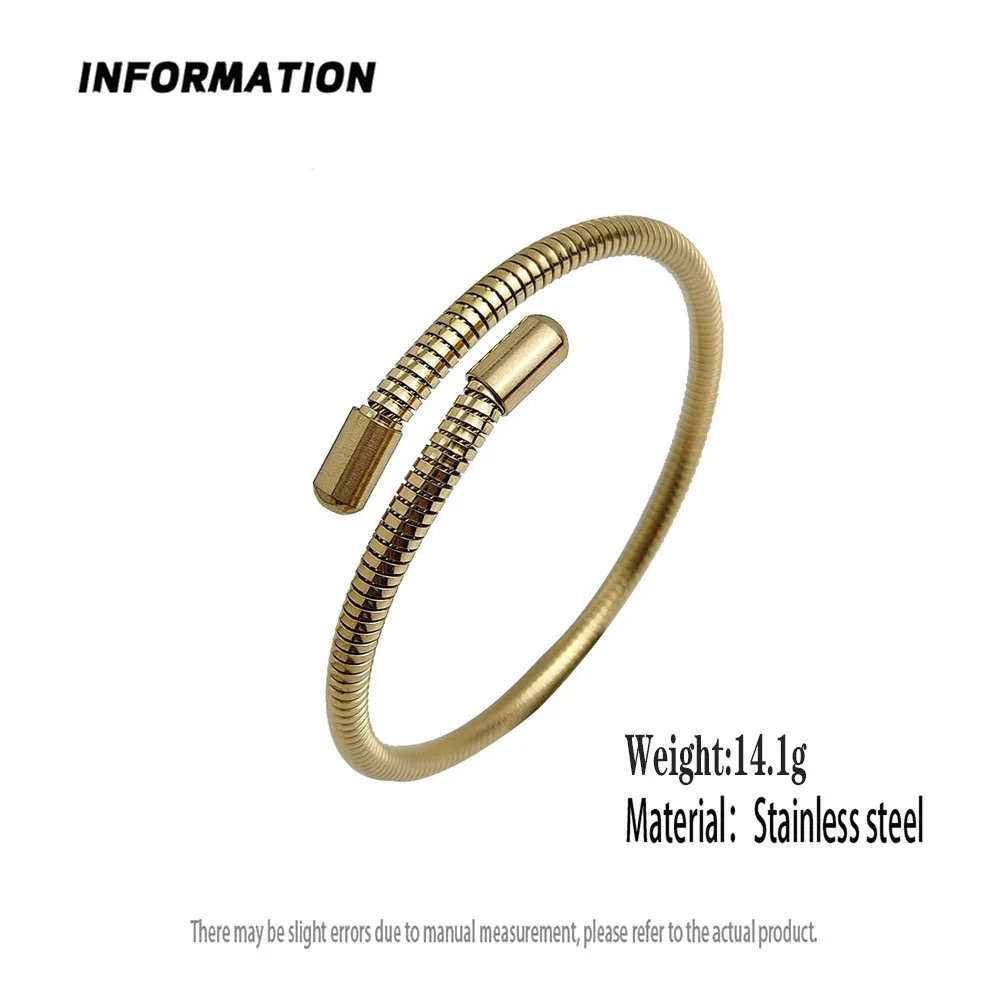 Charming gold-plated 18K stainless steel spring women\'s bracelet, high quality waterproof jewelry, wedding party gift