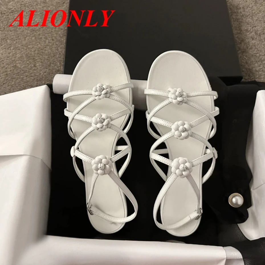 

Alionly 2026 Новые повседневные универсальные сандалии на плоской подошве для женщин, летние ажурные сандалии 2025 года