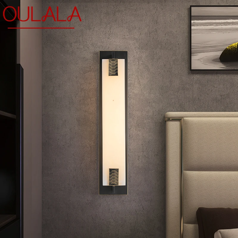 

OULALA Brass Wall Light LED Modern Luxury Marble Sconces Fixture Indoor Decor for Home Bedroom Living Room Corridor