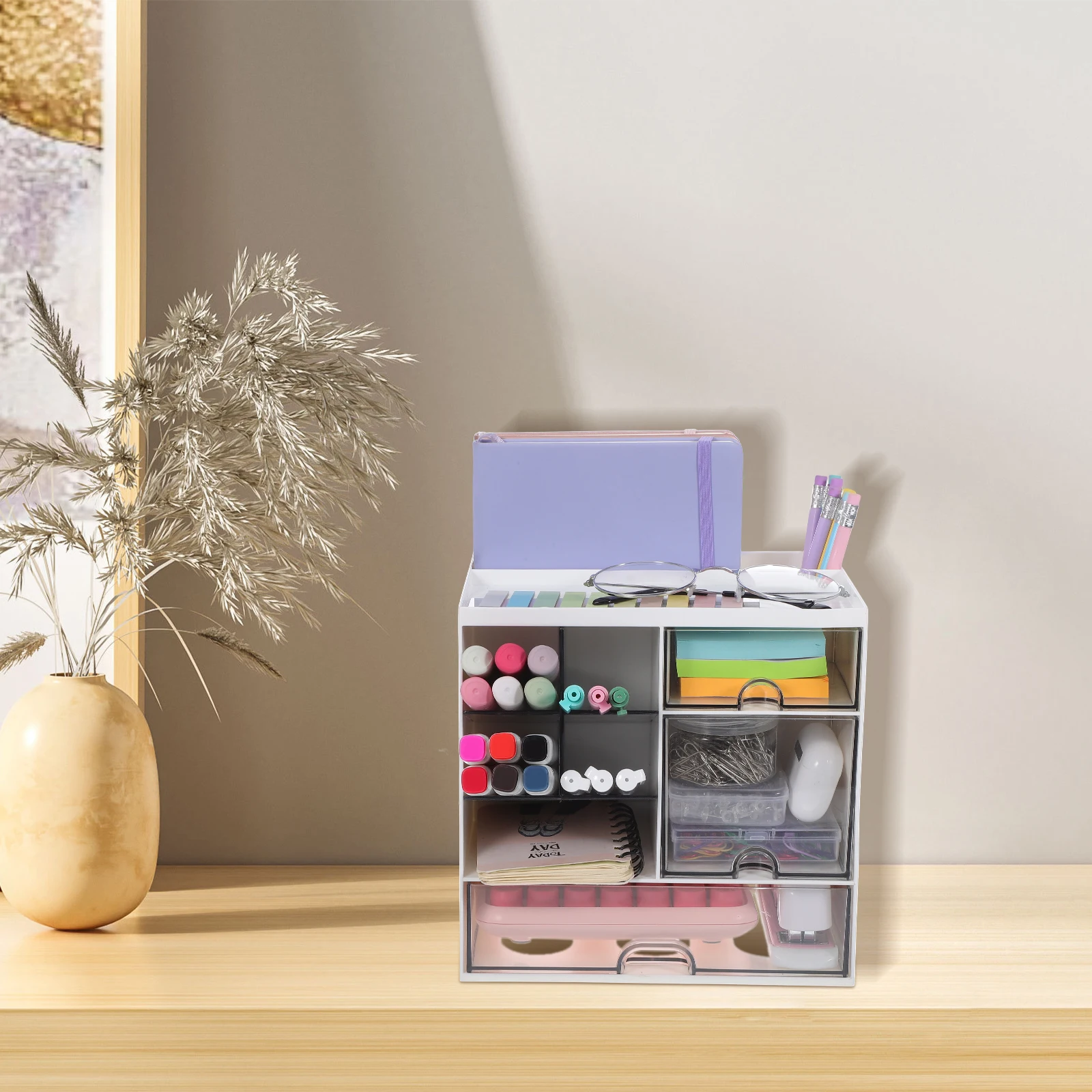 

Desktop Drawer Box Clear ganizer Desktop ganizer Shelf Shelves Space Saving Multifunctional Strong Material