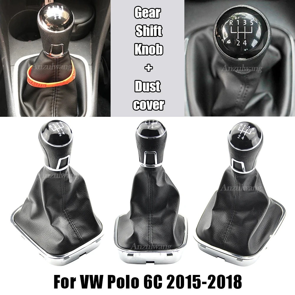 For VW Volkswagen Polo 6C 2015 2016 2017 2018 5 Speed Gear Shift Knob Gaiter Boot Cover Case Car Styling Accessories