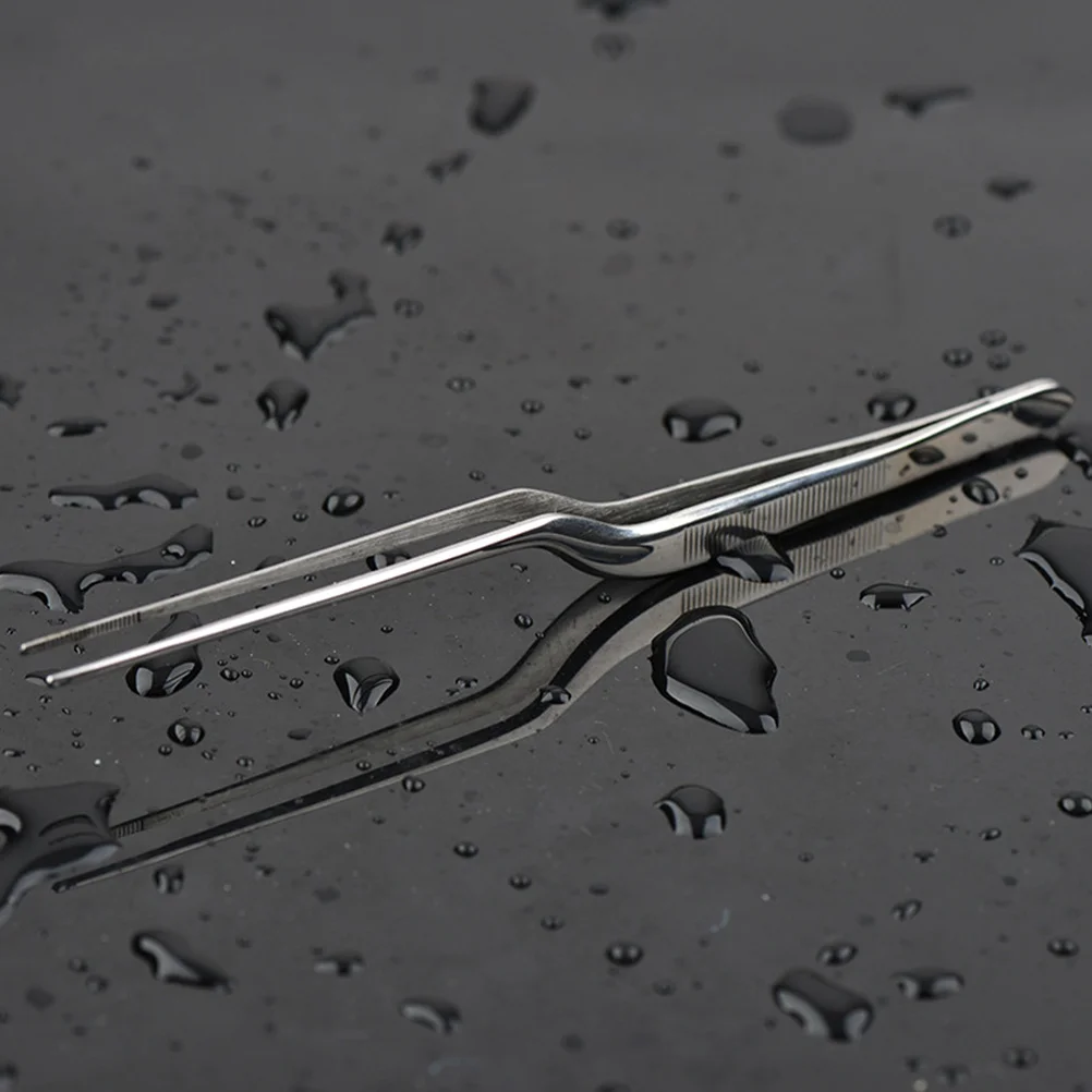 1 قطعة الفولاذ المقاوم للصدأ الطبية الأسنان الدقة طويلة مستقيم الملقط مسننة للاستخدام الجراحي دائم الفضة قطعة