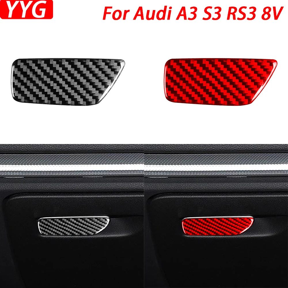 

For Audi A3 S3 RS3 8V 2013-2019 Carbon Fiber Co-pilot Storage Box Switch Panel Decorative Cover Car Interior Accessories Sticker