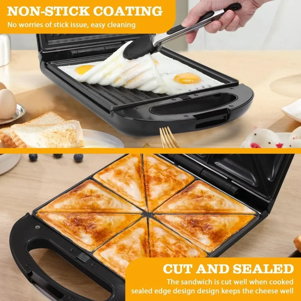 

tt Sandwich Maker 3 in 1, 4 Slice Waffle Maker 1200W Panini Press Grill with Non-stick Plates