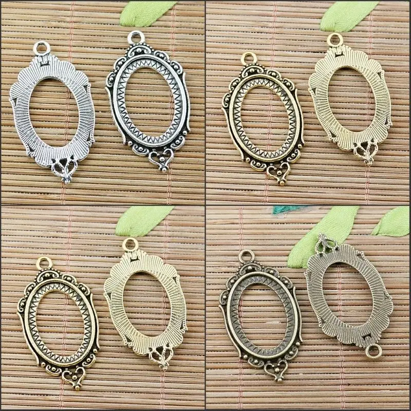 

12pcs 38*23mm INNER SIZE:18*25mm hole 2.6mm Oval Shaped Cabochon Settings EF2451EF2449 EF2450