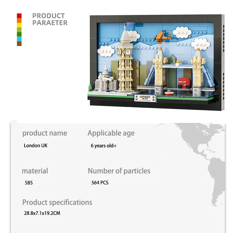 City model building block frame decoration London UK giocattoli per bambini, regali di compleanno per ragazzi, giocattoli puzzle, regali di raccolta