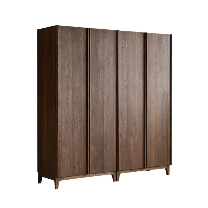 

North American black walnut solid wood combination wardrobe, Nordic Italian bedroom furniture, modern and simple coat cabinet