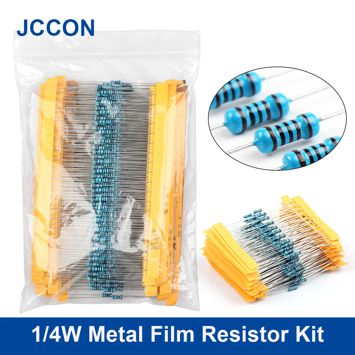 

300Pcs/600Pcs 1/4W 30Value Metal Film Resistor Kit 1% Rang Carbon Resistance Assortment Kit Set 10R-1M