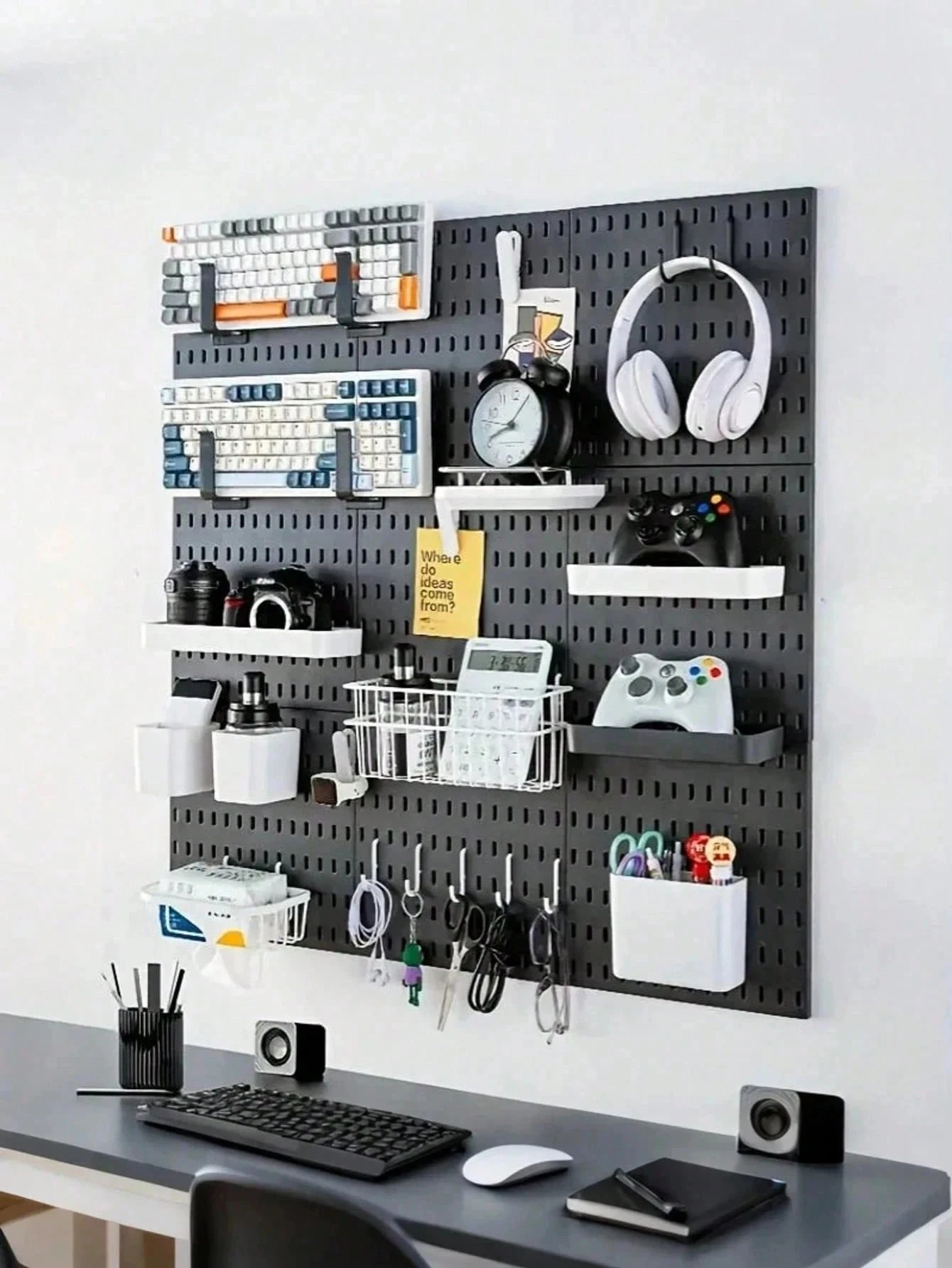 Tablero organizador de almacenamiento para colgar en la pared, cajas con ganchos, cocina, dormitorio, baño, sala de estudio, almacenamiento de exhibición de escritorio que ahorra espacio