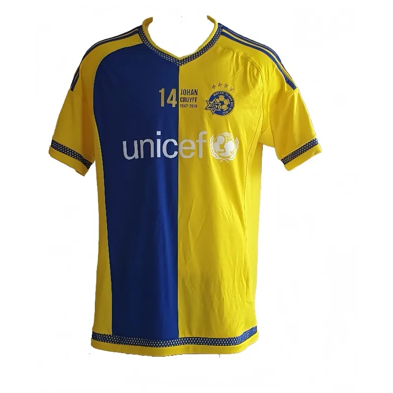 15-16s Maccabi Tel Aviv Johan Cruyff 14 Soccer Jersey Adults Kids Short Sleeve Football Shirt Fans Memorial Match Sport T-shirt