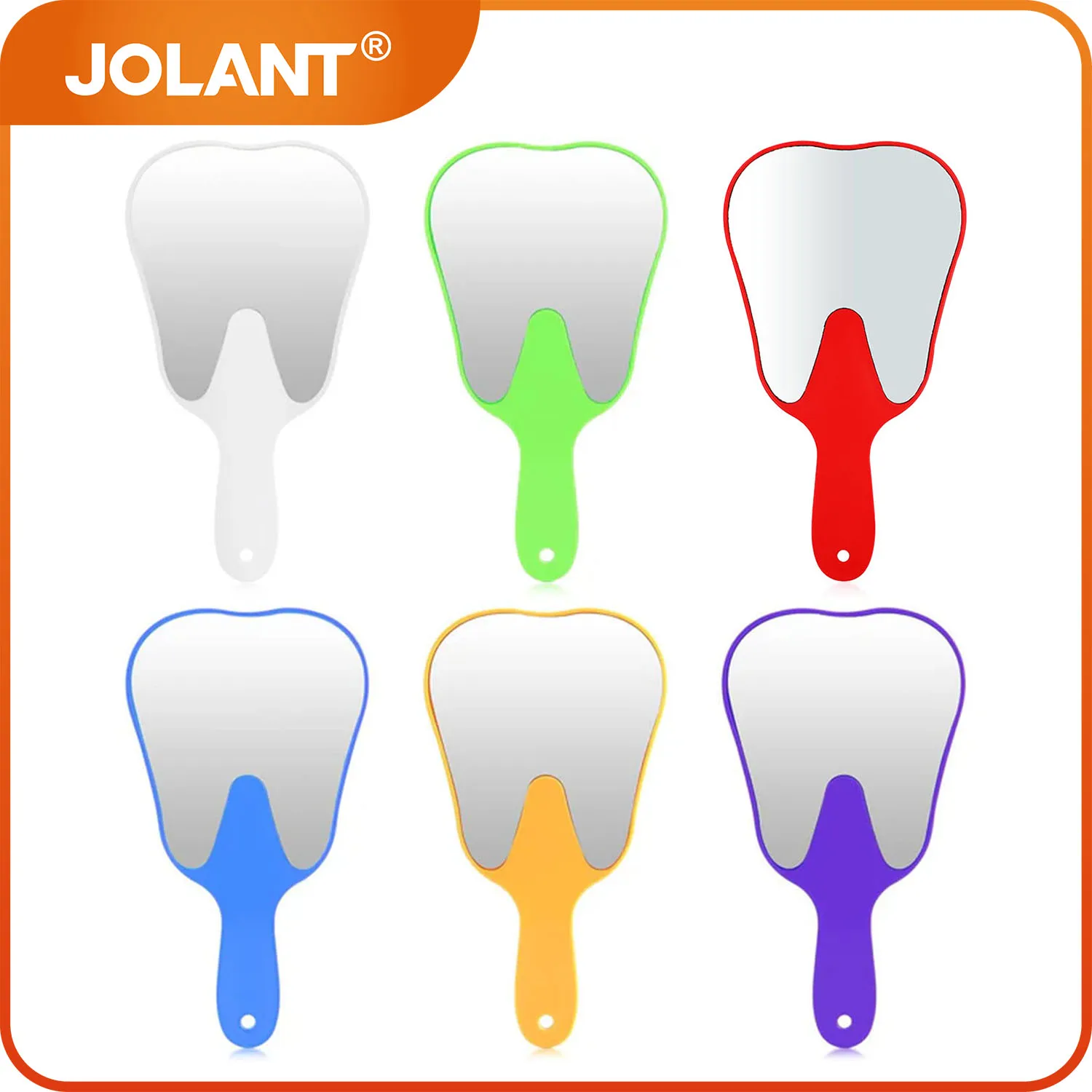 

JOLANT Cute Handle Dental Mirror Unbreakable Mouth Teeth Mirror Makeup Mirror Tooth Shaped Dental Accessories Dentist Tools