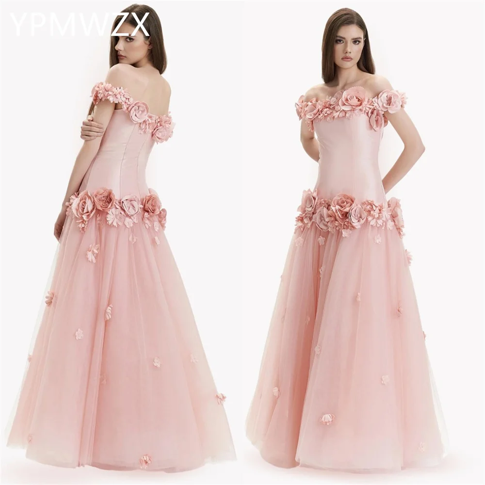 

Customized Prom Gown Evening Formal Dress Party Occasion YPMWZX Off-the-shoulder A-line Floor Length Skirts Applique Bespoke Occ