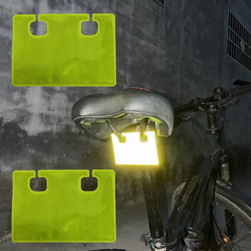 New 5Pcs Elastic Cycling Reflective Rectangle Sign Visibility Night Riding Safety Warning Rectangle Pendant For Bicycle Seat