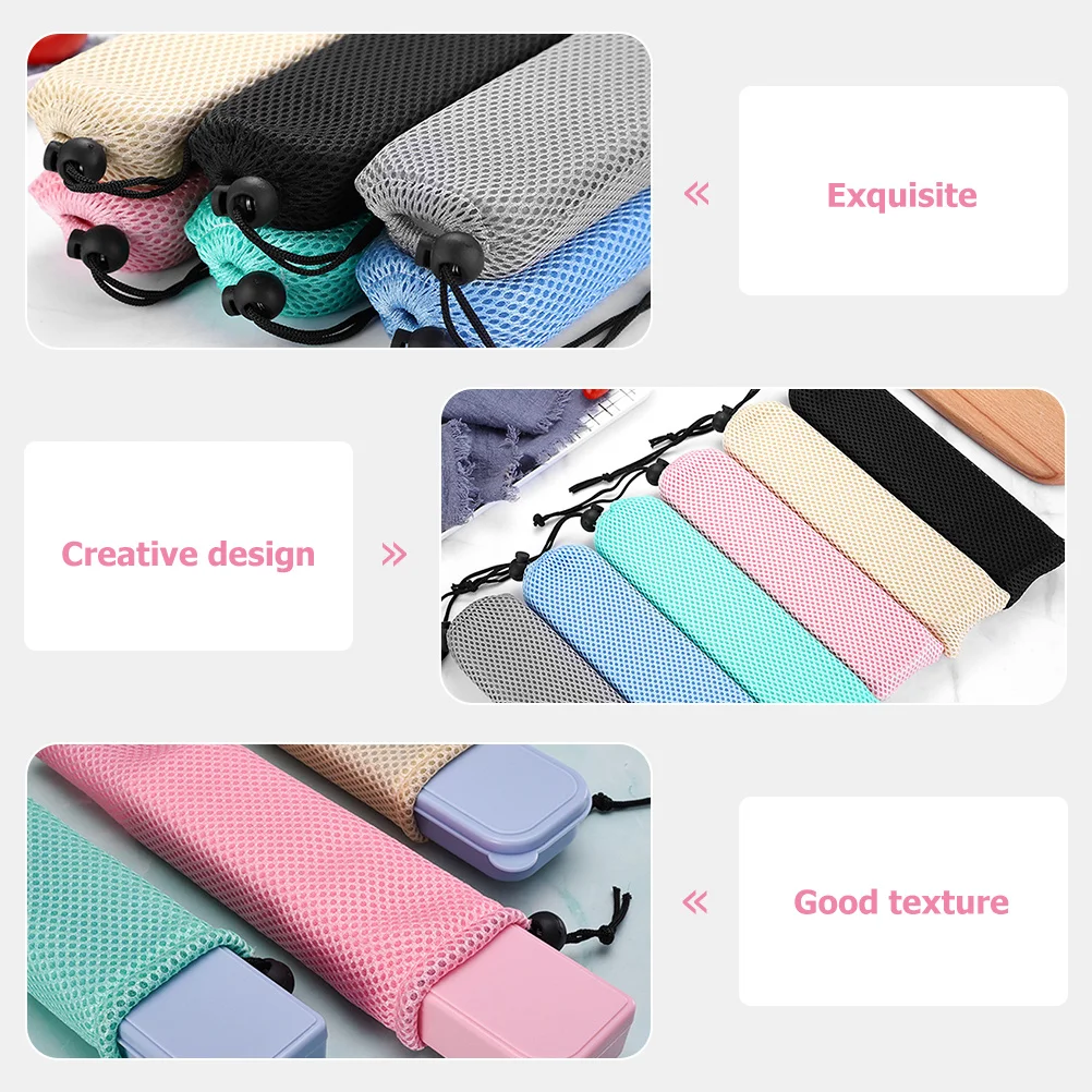 

6Pcs Travel Silverware Bags Drawstring Mesh Utensil Organizer Portable Case for Camping Picnic Kitchen Flatware Storage