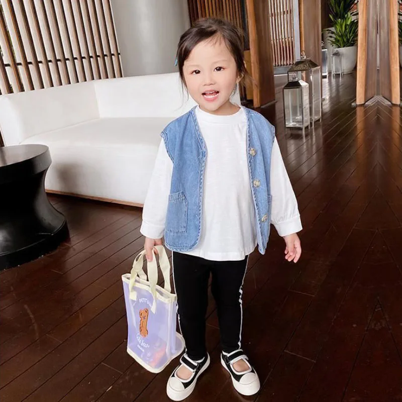 Boys girls clothes spring and autumn jacket denim vests washing coat 0-8year old baby fashion Korean version children's clothing