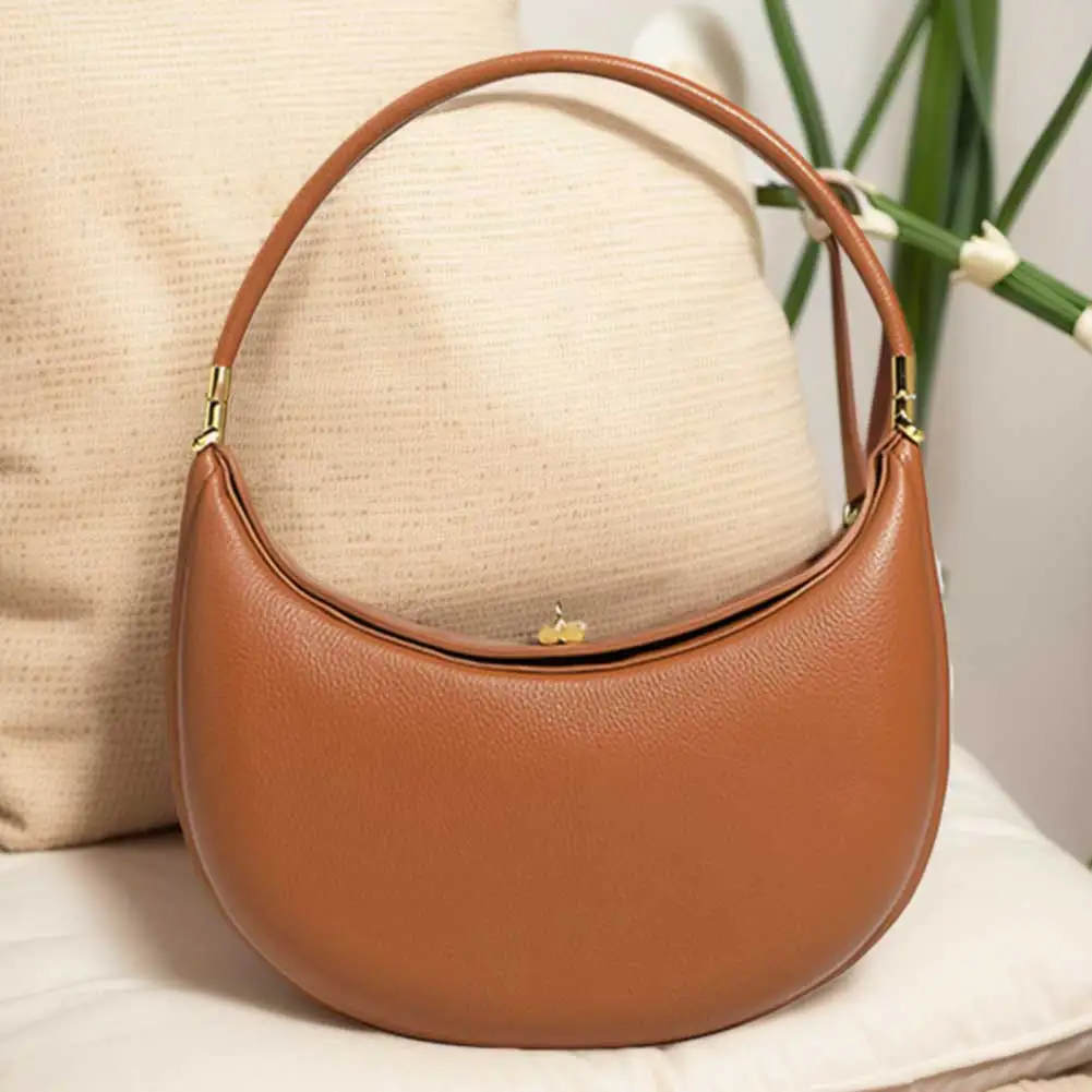 Women Leather Crescent Shoulder Bag Vintage Tote Pouch Chic PU Armpit Bag Satchel Clutch Purse Top Handbags Underarm Hobo Bolsa