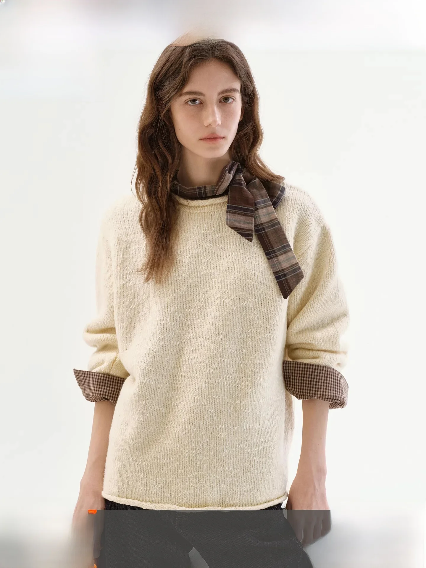 

Fano Winter round Ne Sweater Women's Knitted Long Sve Warmth Fluffy Comfortable Fit Casual Sle Commute Faion