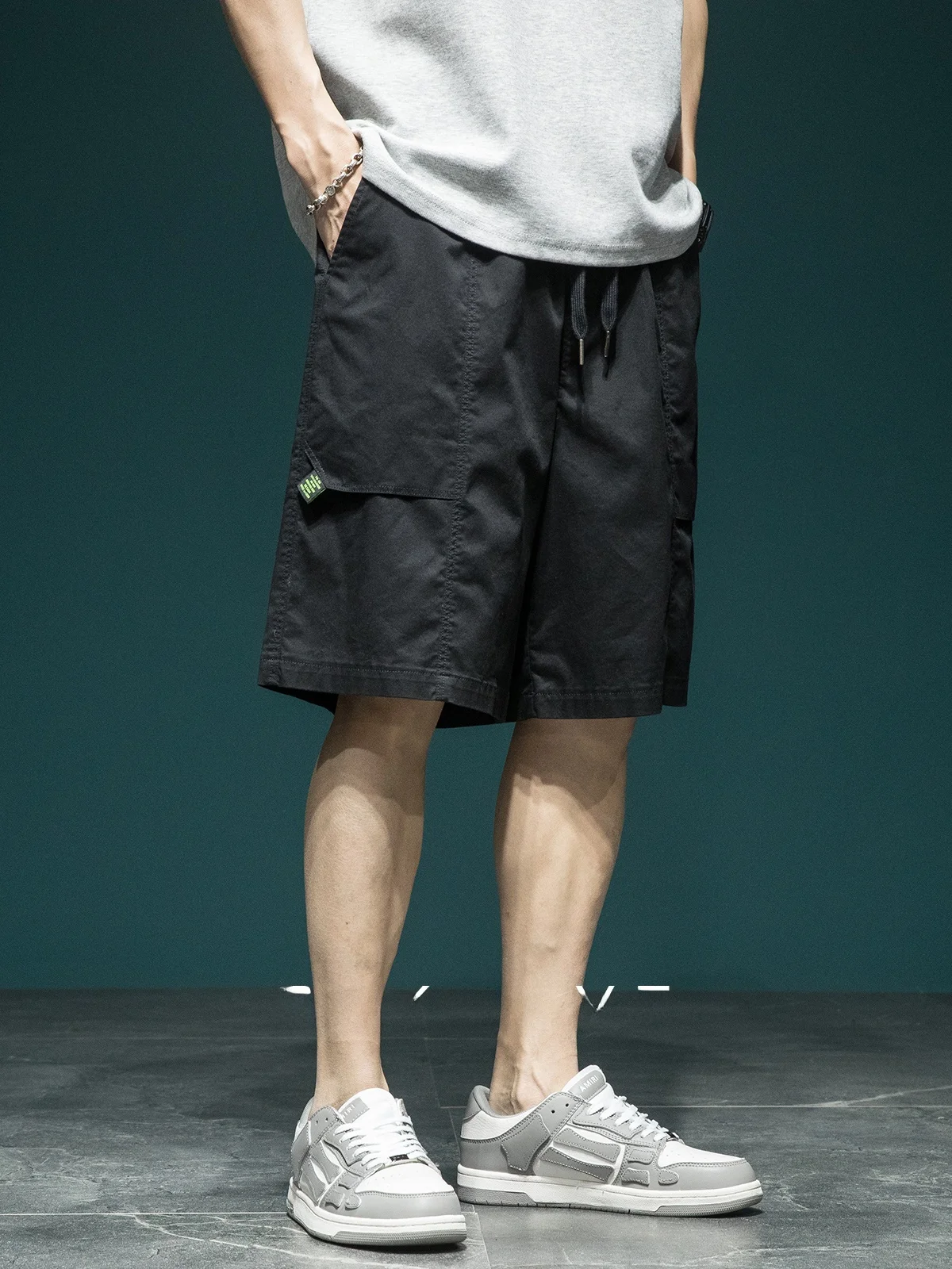 

Повседневные мужские брюки Spor из 5 предметов с нашивками, свободный крой, универсальные летние новые брюки, американские модные молодежные брюки...