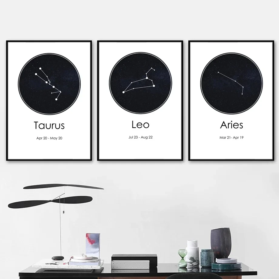 Astrology Twelve ConstellationsMystery Wall Art Canvas Painting Nordic Posters and Prints Living Room and Home Decoration Images