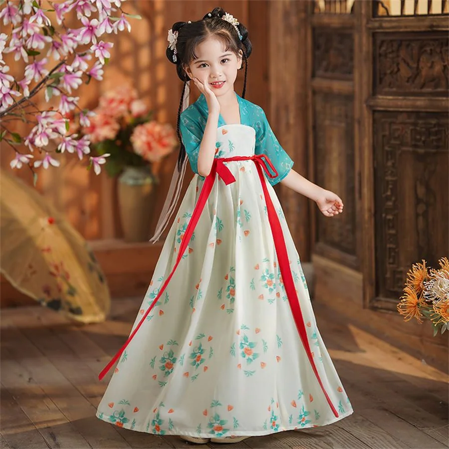 Tang Dynasty Fairy Hanfu Dance Costumes Girls Chinese Traditional Dress Princess Tang Suit Kids Oriental Party Evening Cosplay